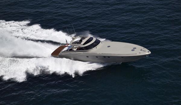Italy, off the coast of Naples, Azzurra luxury yacht (boatyard: Cantieri di Baia), aerial view